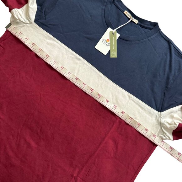 Marine layer jacob LS crew Mens Colorblock Long Sleeve Tee sz Medium red navy - Picture 4 of 11